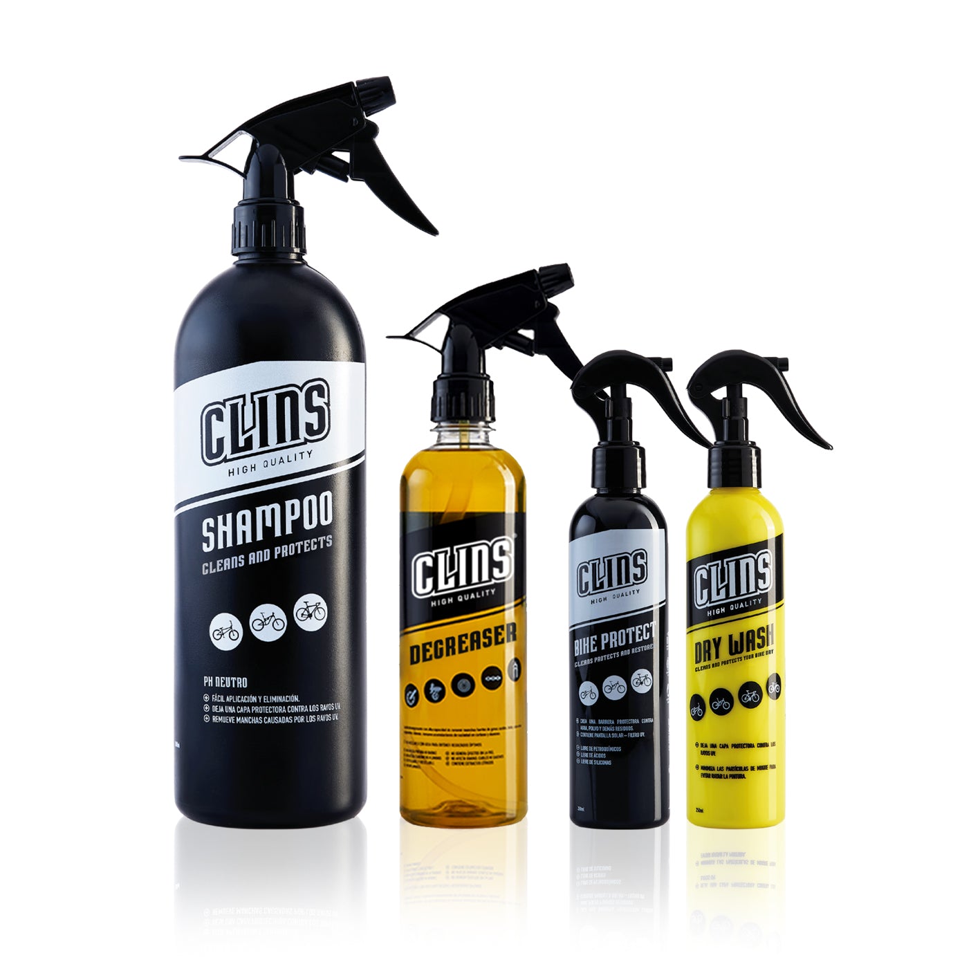 CLEANING KIT 4 CLINS ( SHAMPOO + DEGREASER + BIKE PROTECT + DRY WASH)