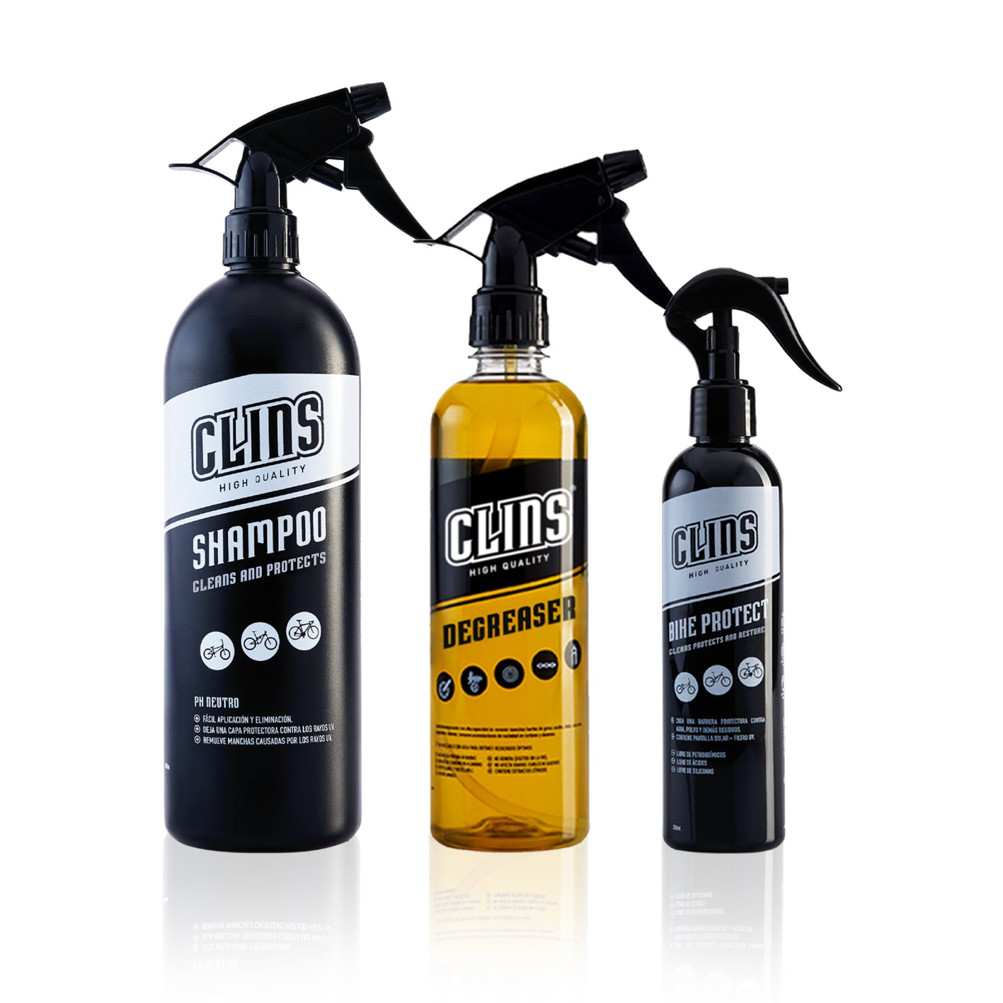 CLINS Cleaning KIT 3 (Shampoo + DEGREASER + Bike Protect)